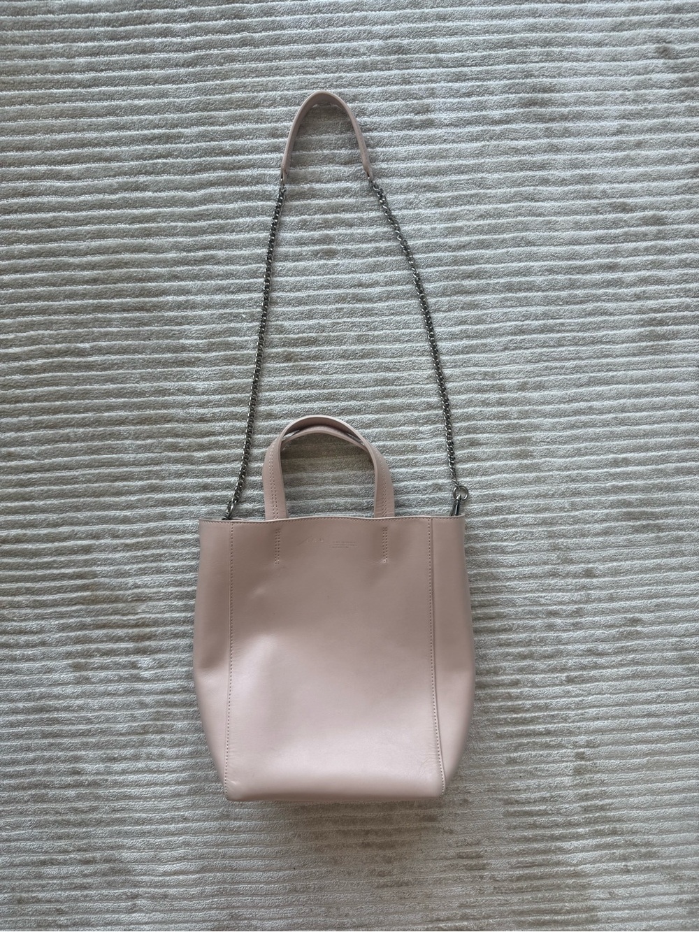 IRO Pink Leather Tote Bag with Chain Strap NEVER USED, has 2 marks